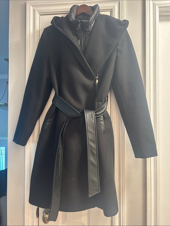 Suzy Shier Jackets & Blazers - Suzy Shier Black Hooded Belted Trench Coat